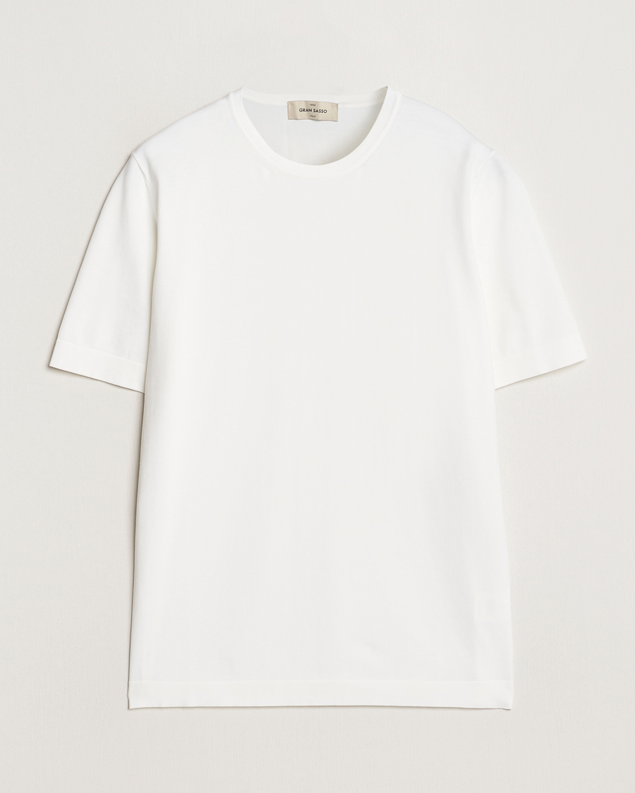 Heren | T-shirts | Gran Sasso | Cotton Knitted Crew Neck T-Shirt White