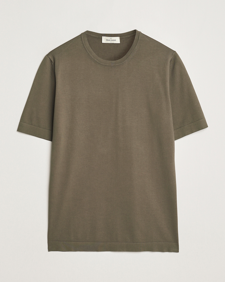 Heren | T-shirts | Gran Sasso | Cotton Knitted Crew Neck T-Shirt Dark Brown