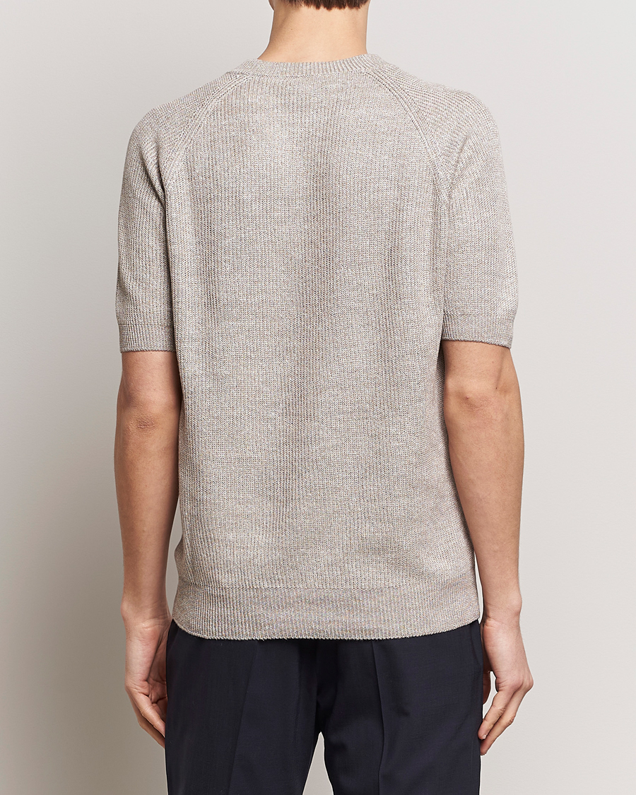 Heren | T-shirts | Gran Sasso | Cotton Heavy Knitted Crew Neck T-Shirt Beige Melange