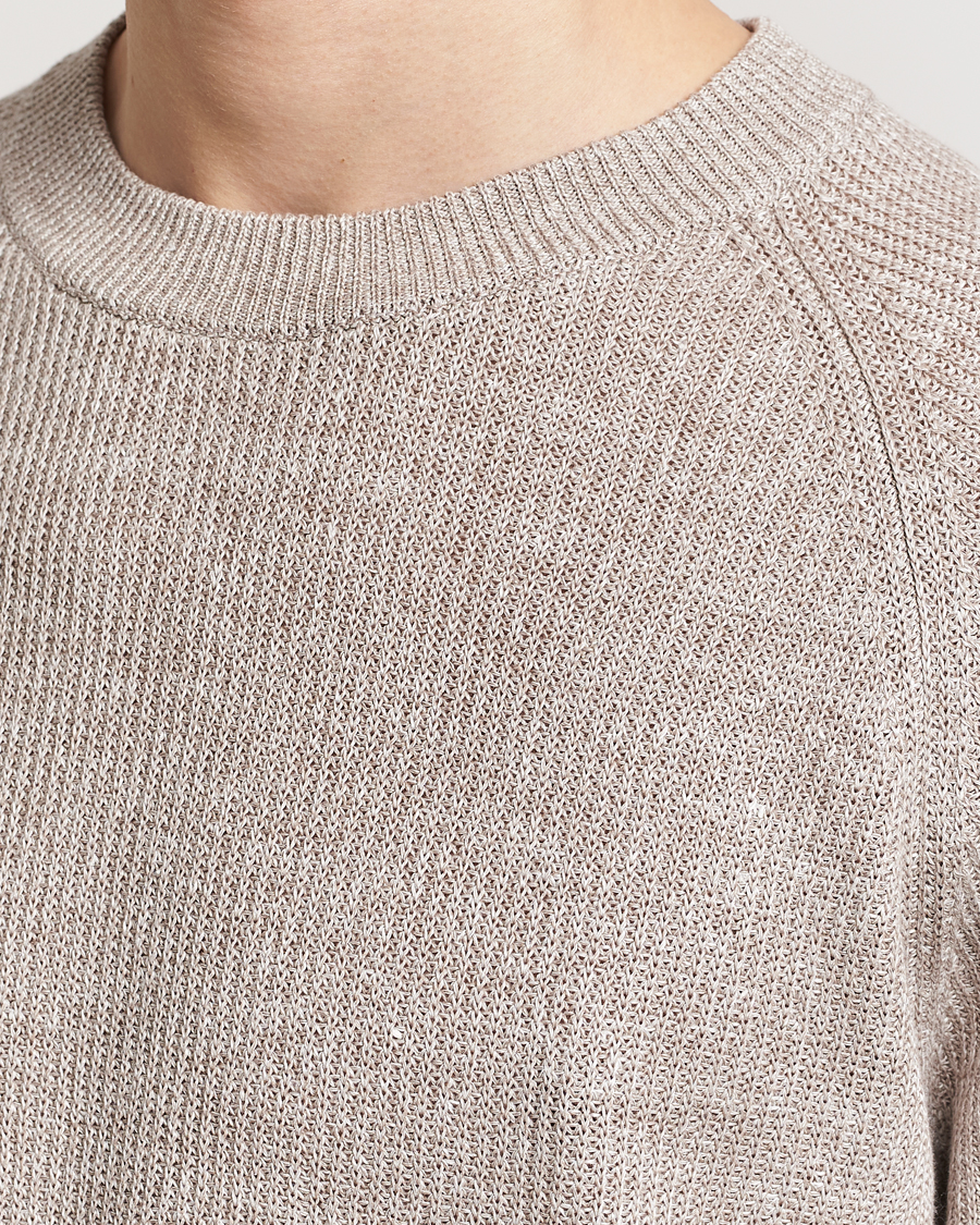 Heren | T-shirts | Gran Sasso | Cotton Heavy Knitted Crew Neck T-Shirt Beige Melange