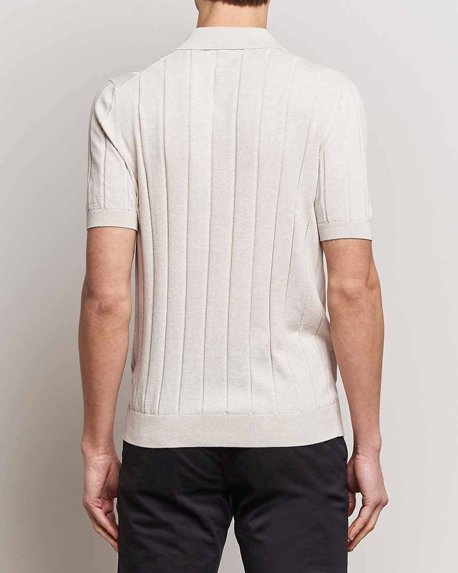 Heren | Overhemden | Gran Sasso | Cotton Ribbed Knitted Resort Shirt Light Beige