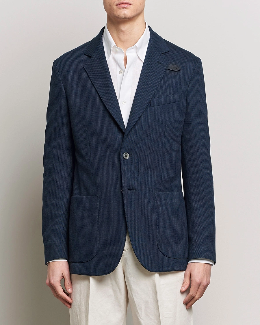 Heren |  | Brioni | Cotton/Silk Jersey Blazer Navy