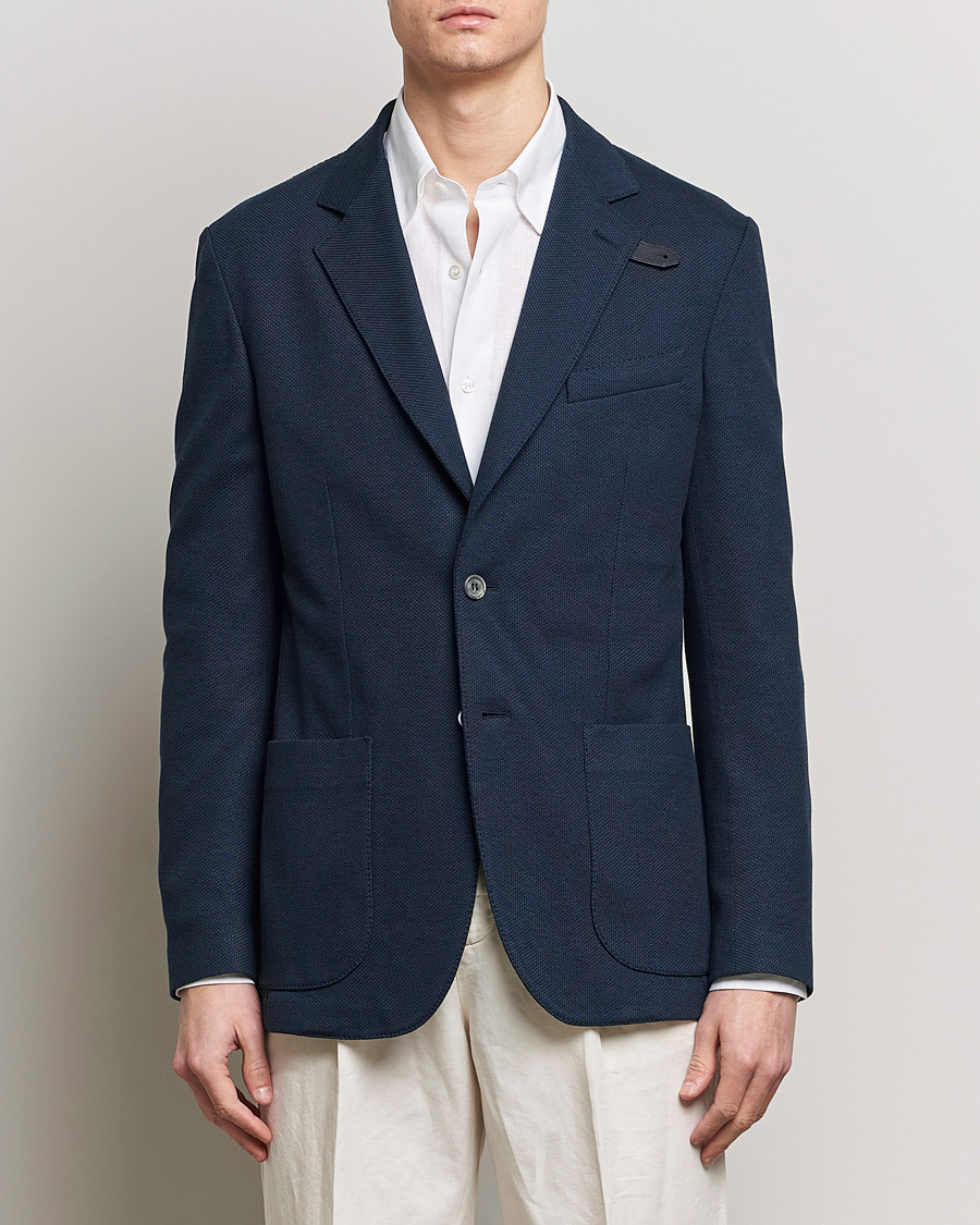 Heren | Italian Department | Brioni | Cotton/Silk Jersey Blazer Navy