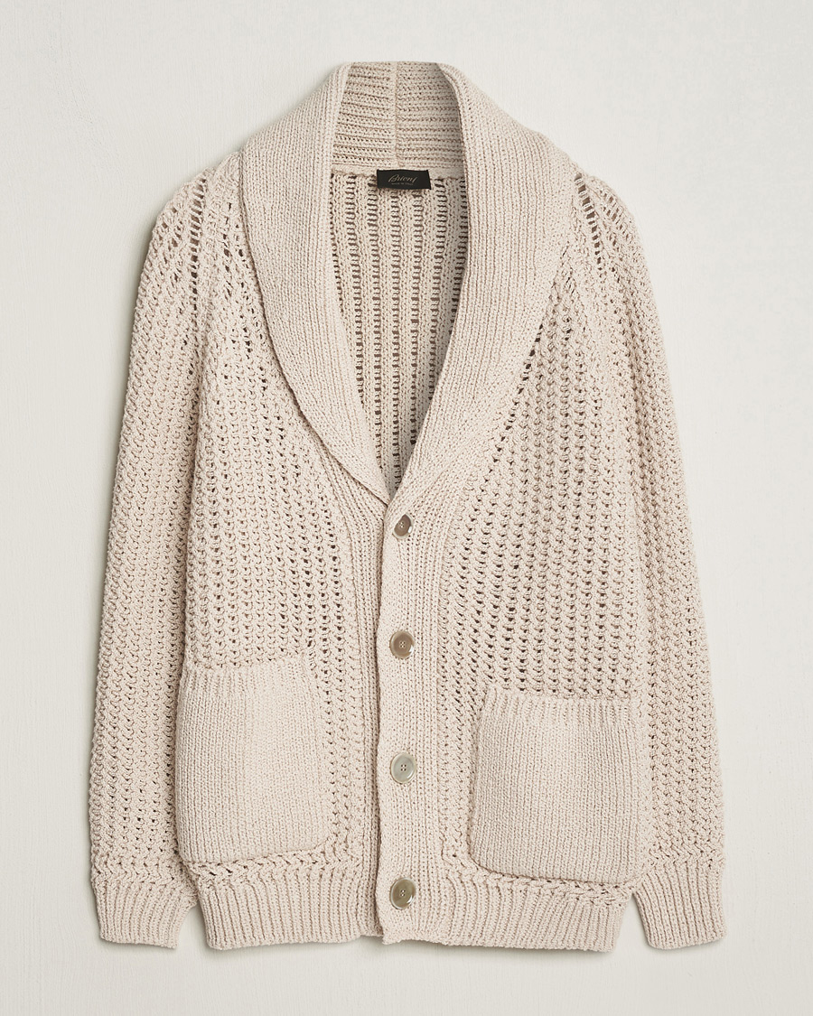 Heren | Truien | Brioni | Cotton/Wool Shawl Cardigan Light Beige