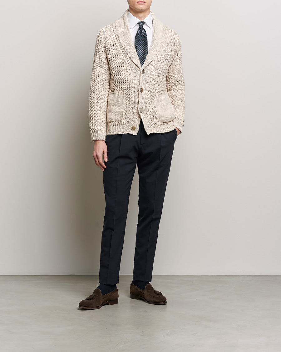 Heren | Truien | Brioni | Cotton/Wool Shawl Cardigan Light Beige