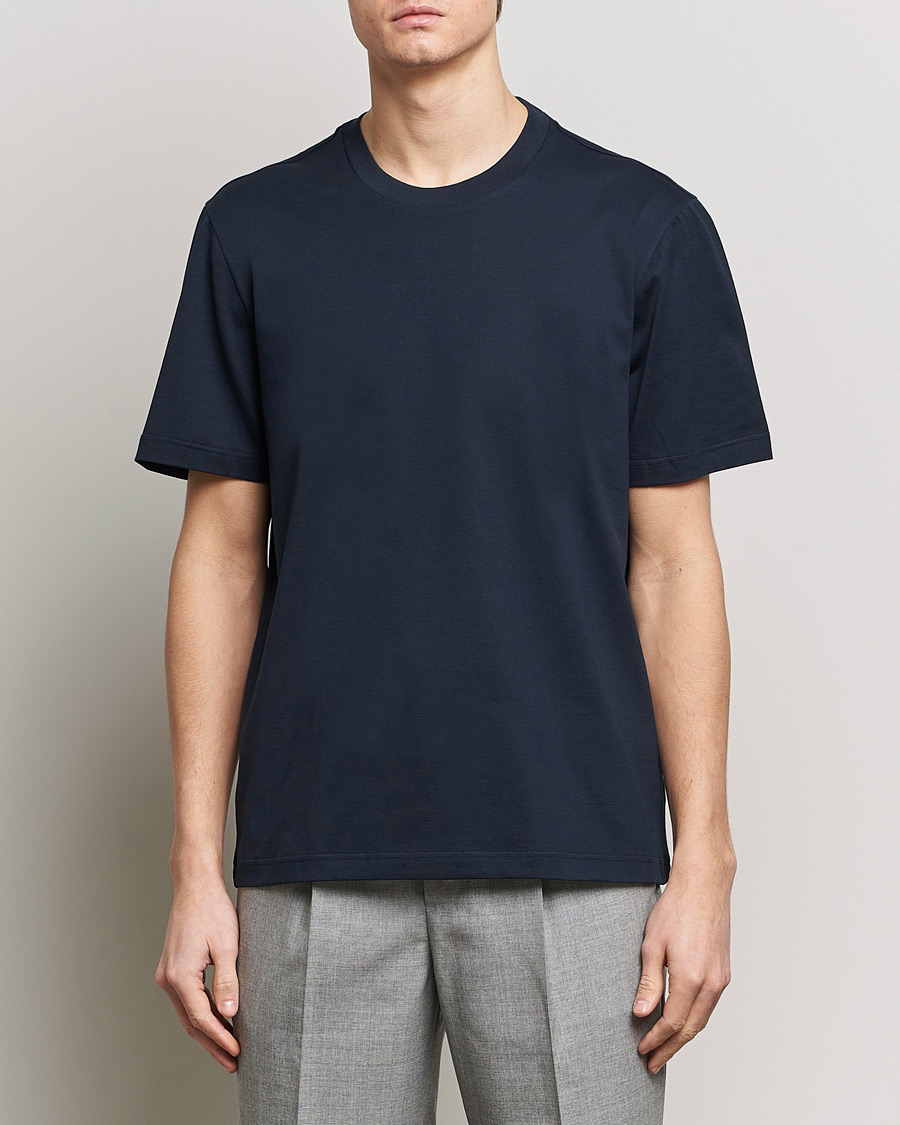 Heren | Italian Department | Brioni | Short Sleeve Cotton T-Shirt Navy