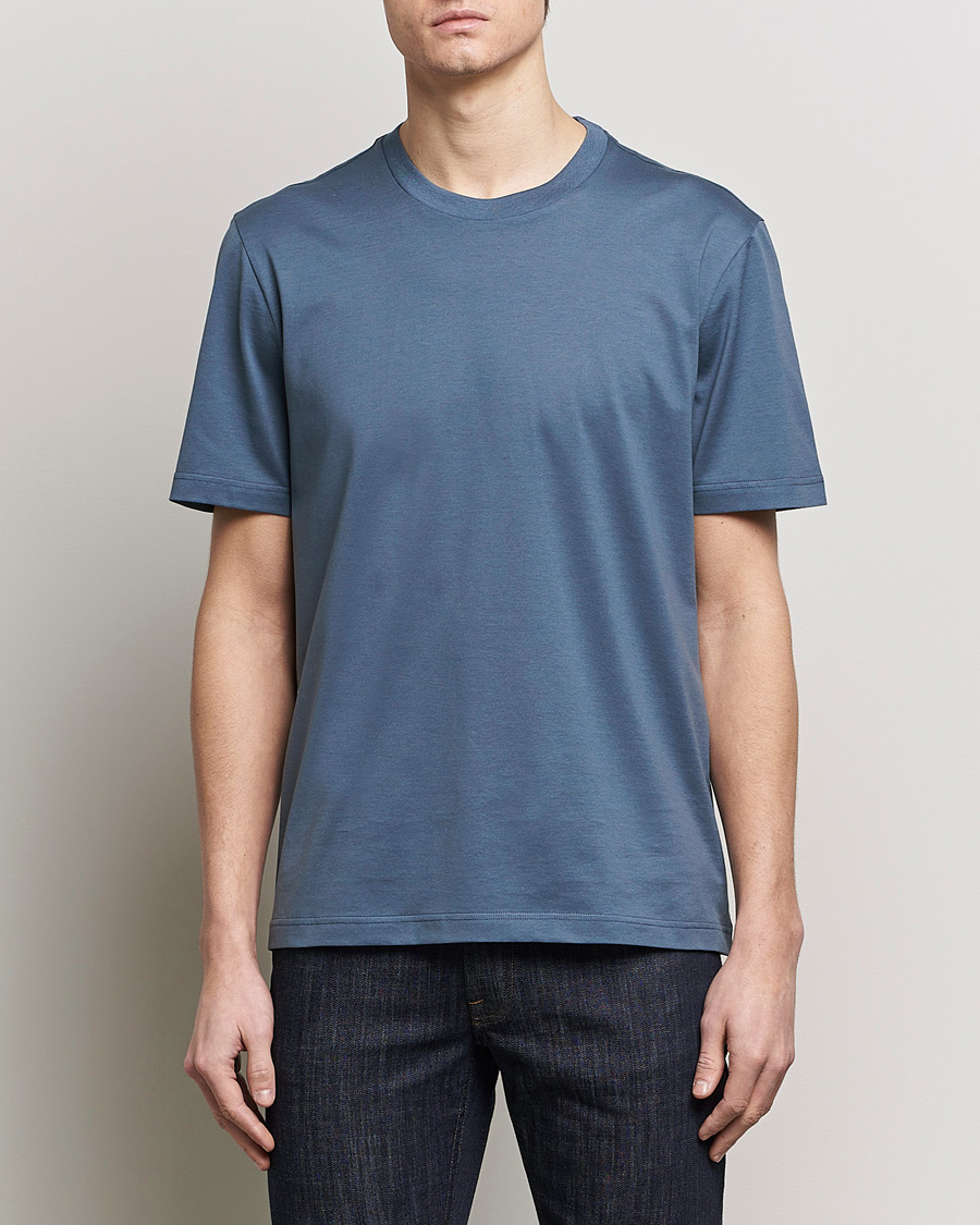 Heren | Quiet Luxury | Brioni | Short Sleeve Cotton T-Shirt Petroleum