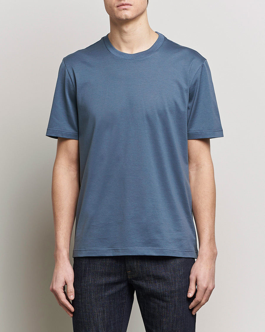 Heren | Luxury Brands | Brioni | Short Sleeve Cotton T-Shirt Petroleum