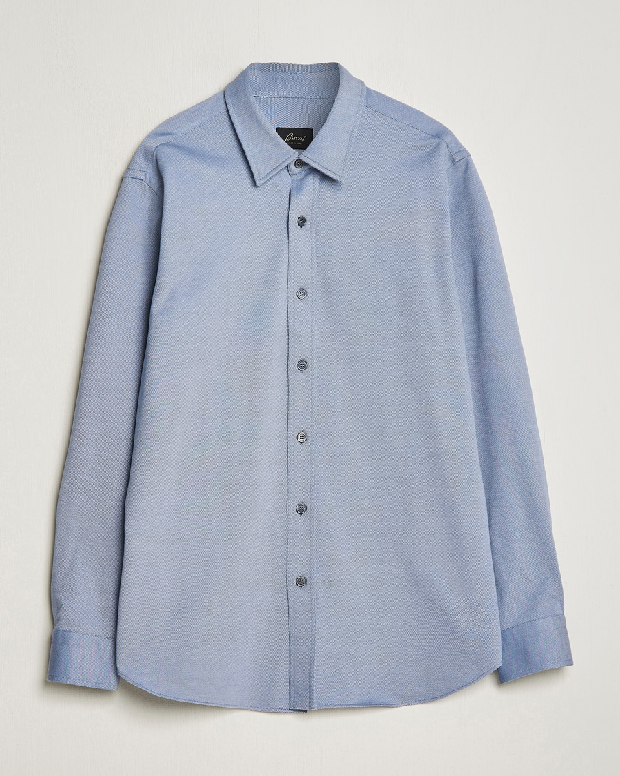 Heren | Overhemden | Brioni | Slim Fit Piquet Shirt Oxford Blue