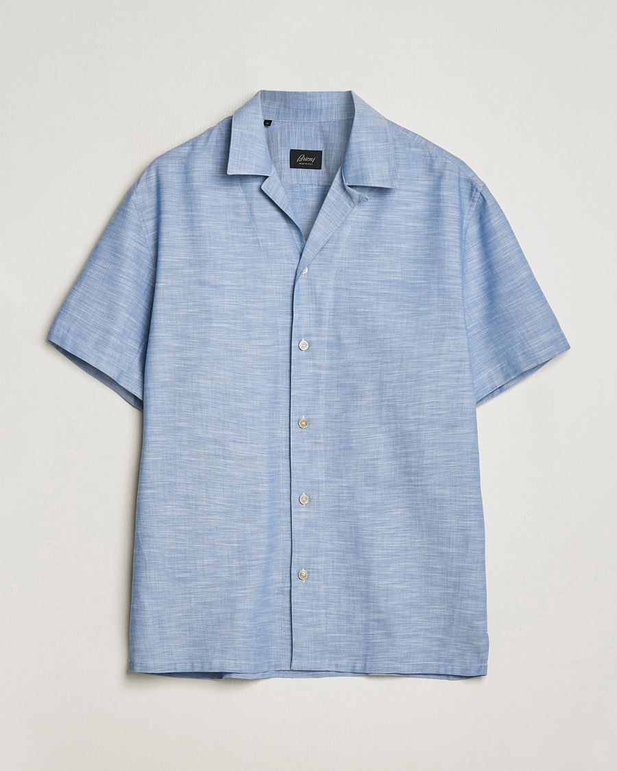Heren | Overhemden | Brioni | Cotton Cuban Shirt Light Blue
