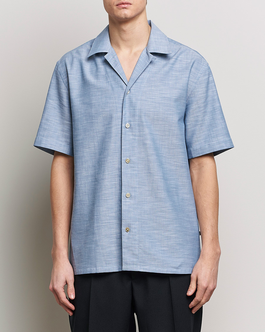 Heren | Overhemden met korte mouwen | Brioni | Cotton Cuban Shirt Light Blue