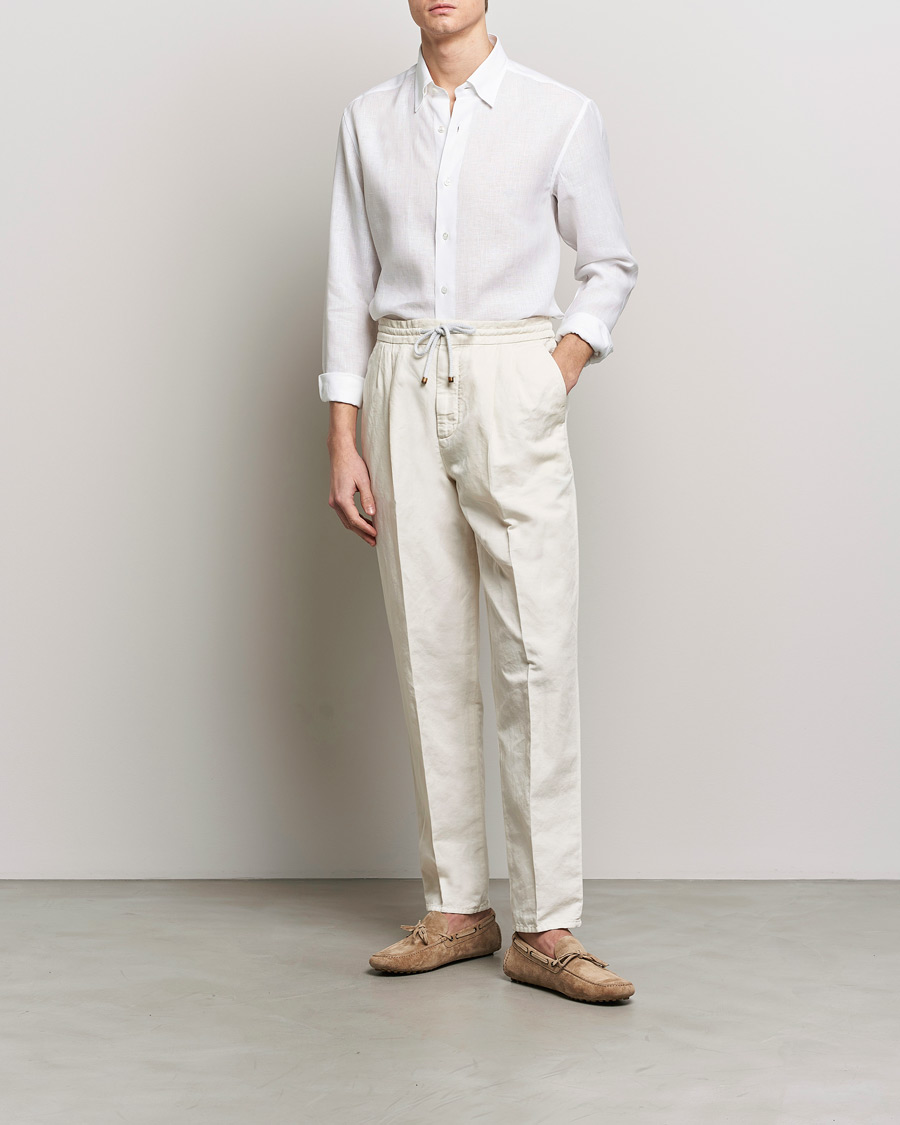 Heren | Overhemden | Brioni | Linen Sport Shirt White