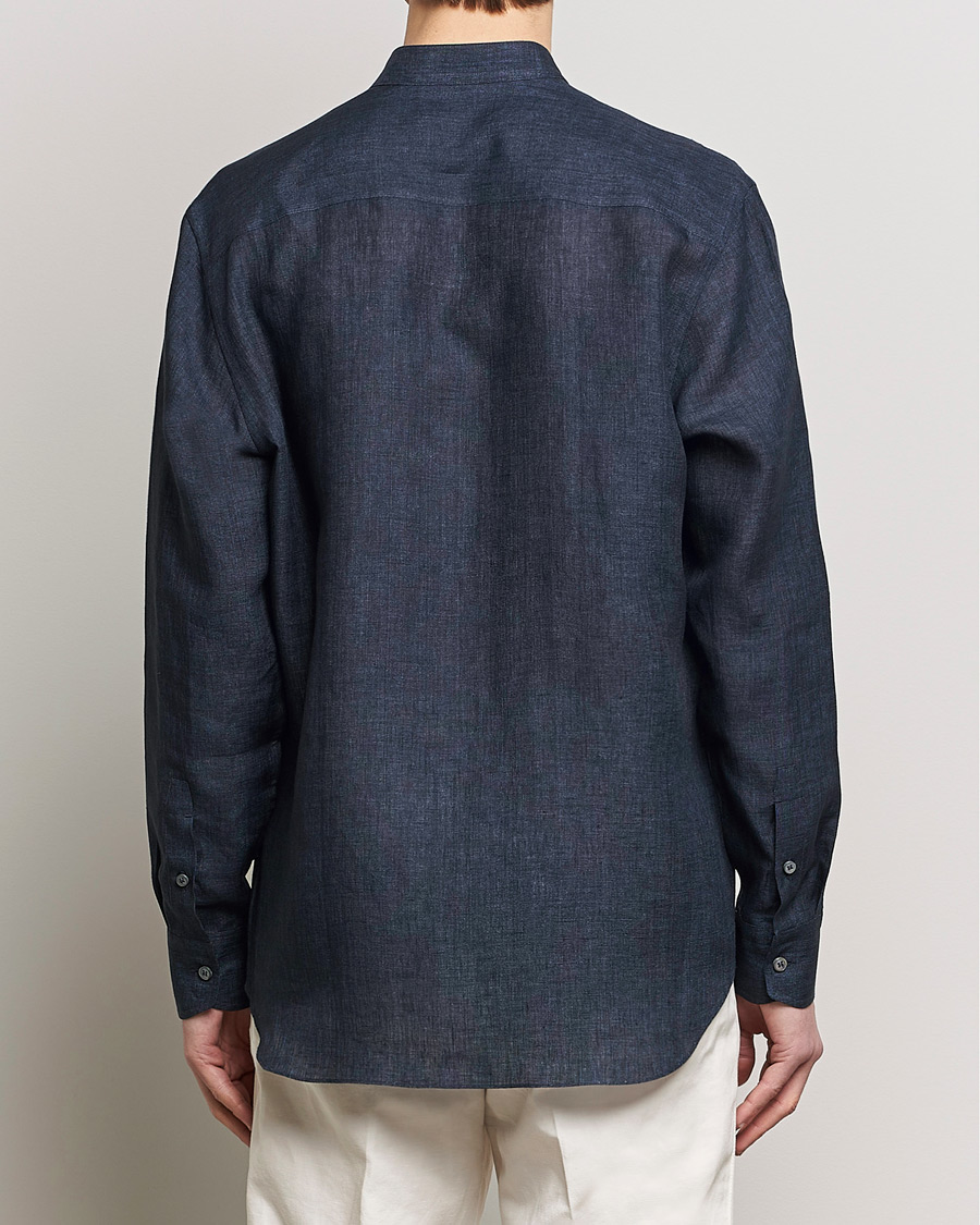 Heren | Overhemden | Brioni | Linen Guru Collar Shirt Navy