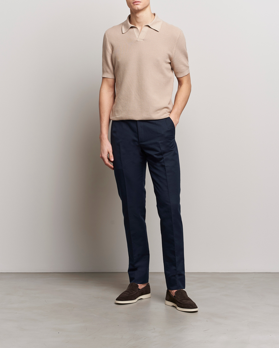 Heren | Broeken | Brioni | Cotton/Linen Sport Trousers Navy