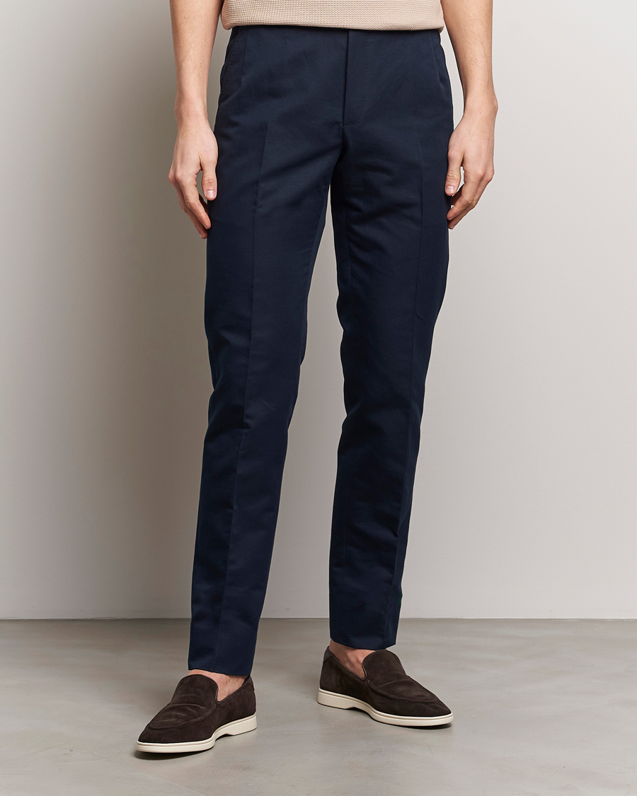 Heren | Linnen broeken | Brioni | Cotton/Linen Sport Trousers Navy