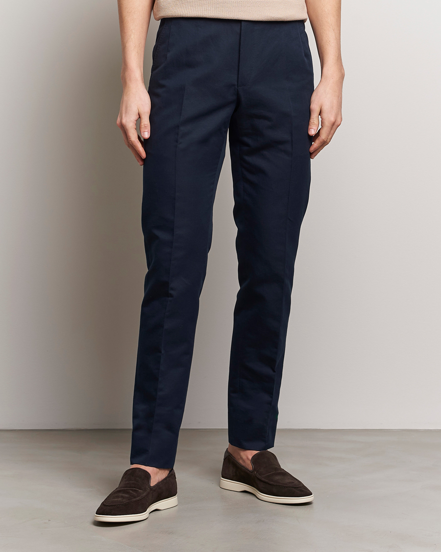 Heren | Italian Department | Brioni | Cotton/Linen Sport Trousers Navy