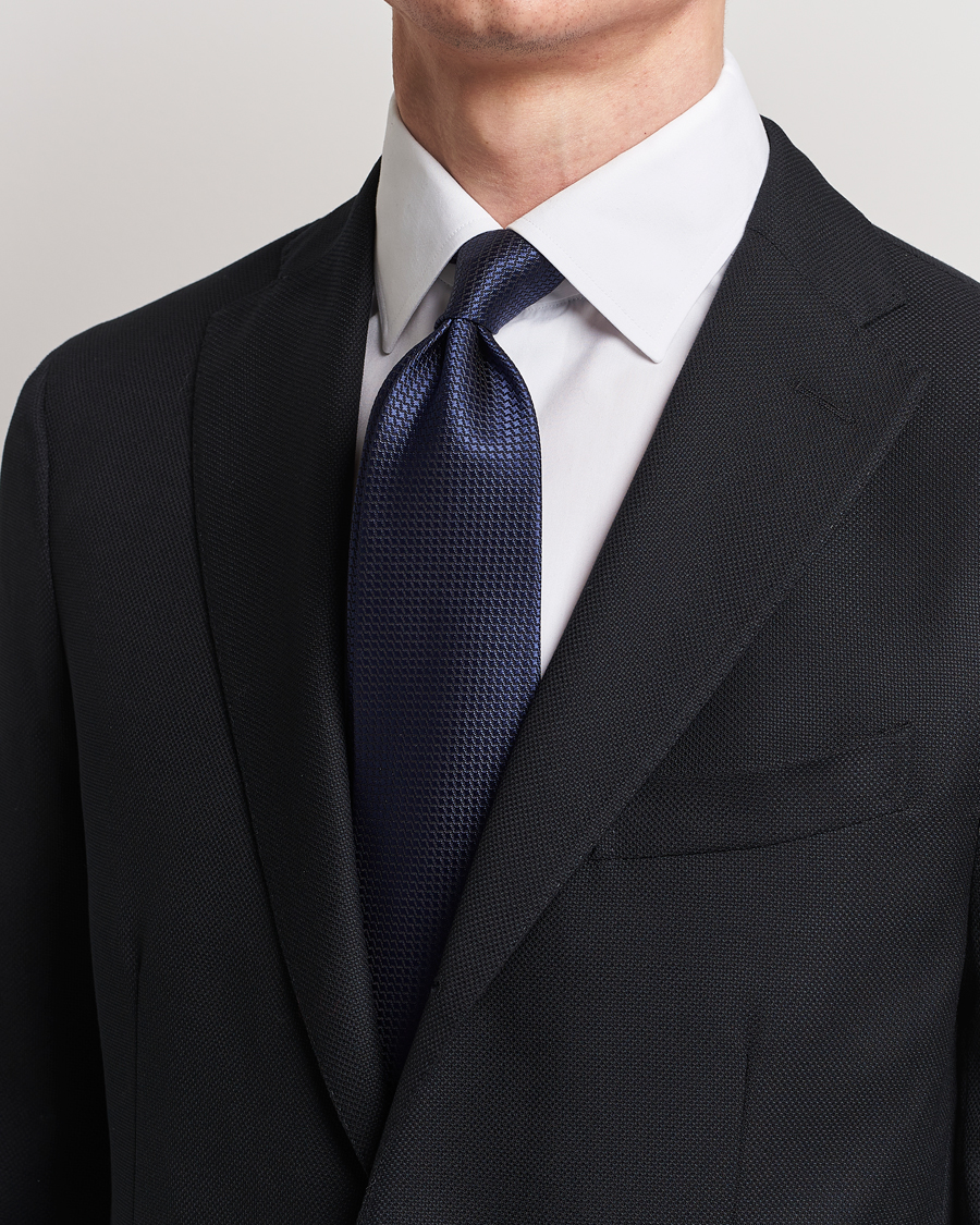 Men | Luxury Brands | Brioni | Structured Silk Tie Navy