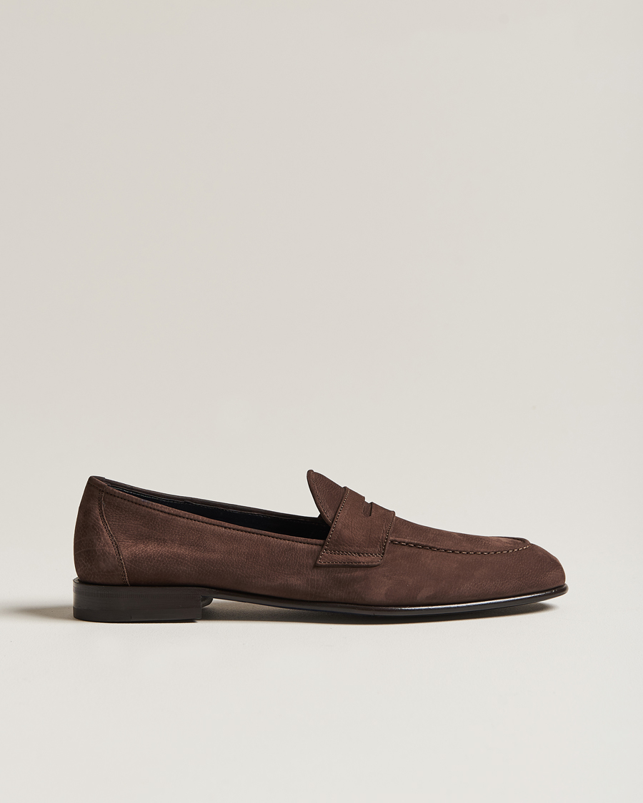Heren | Brioni Penny Loafers Dark Brown Nubuck | Brioni | Penny Loafers Dark Brown Nubuck