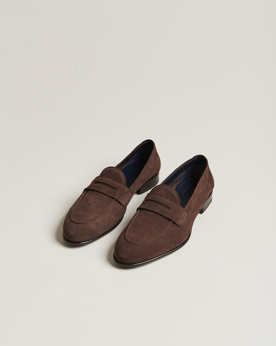Heren | Brioni Penny Loafers Dark Brown Nubuck | Brioni | Penny Loafers Dark Brown Nubuck