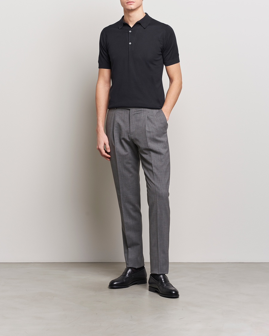 Heren | Polo's | John Smedley | Adrian Slim Fit Sea Island Polo Black