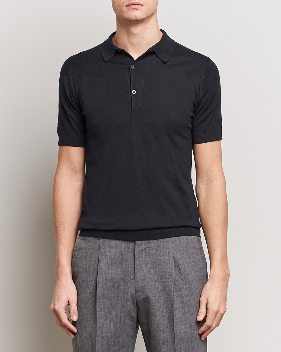 Heren |  | John Smedley | Adrian Slim Fit Sea Island Polo Black