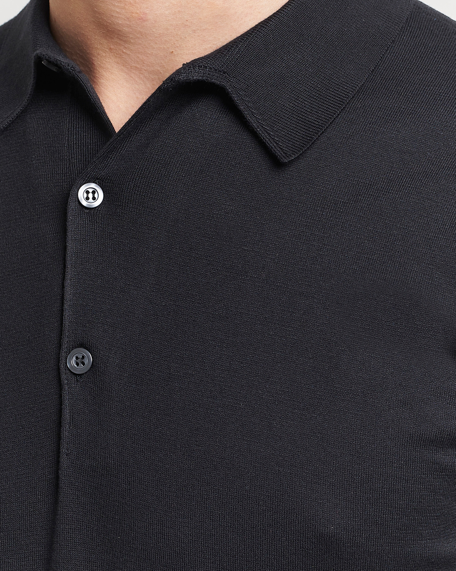 Heren | Polo's | John Smedley | Adrian Slim Fit Sea Island Polo Black