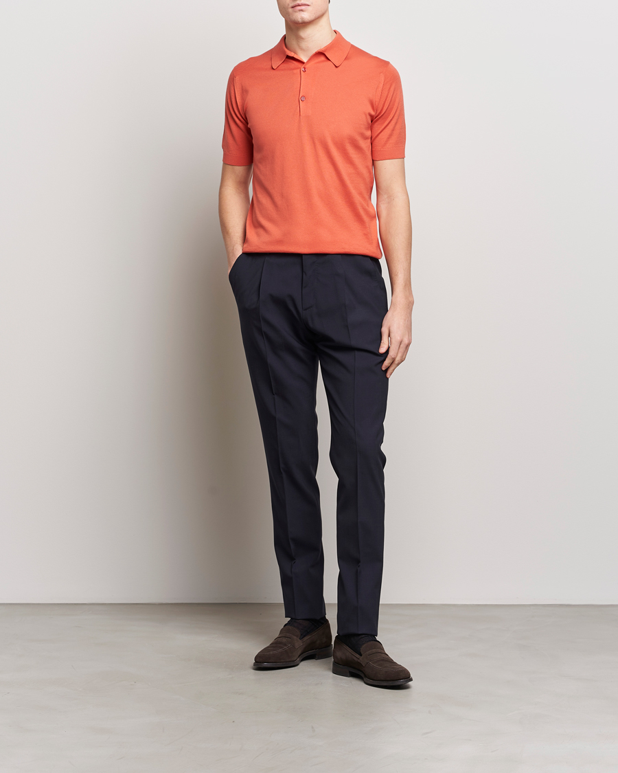 Heren | Polo's | John Smedley | Adrian Slim Fit Sea Island Polo Sundown Orange