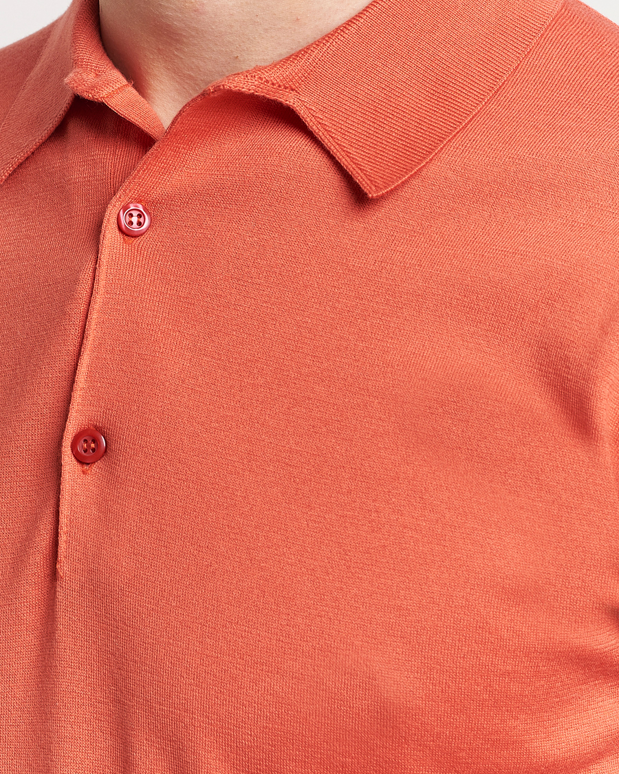 Heren | Polo's | John Smedley | Adrian Slim Fit Sea Island Polo Sundown Orange