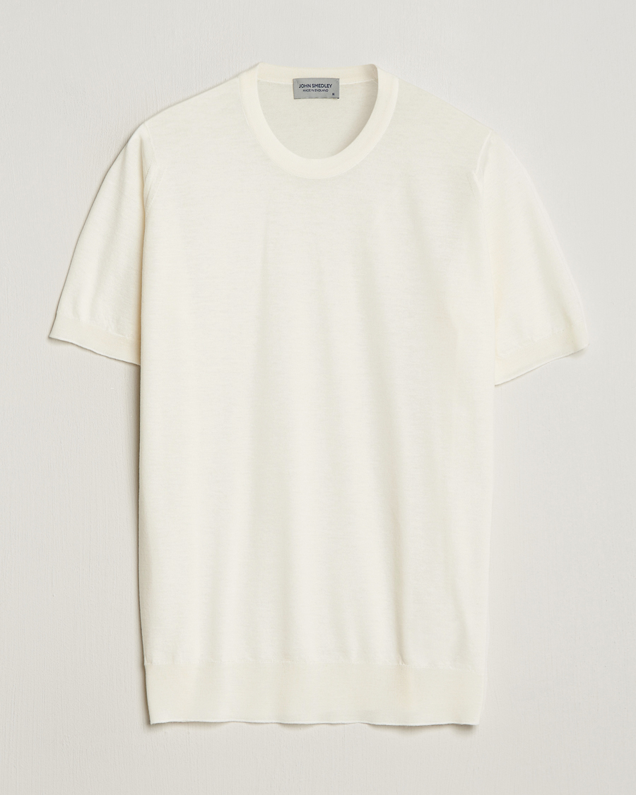 Heren | T-shirts | John Smedley | Hilcote Wool/Sea Island Cotton T-Shirt Chalk White