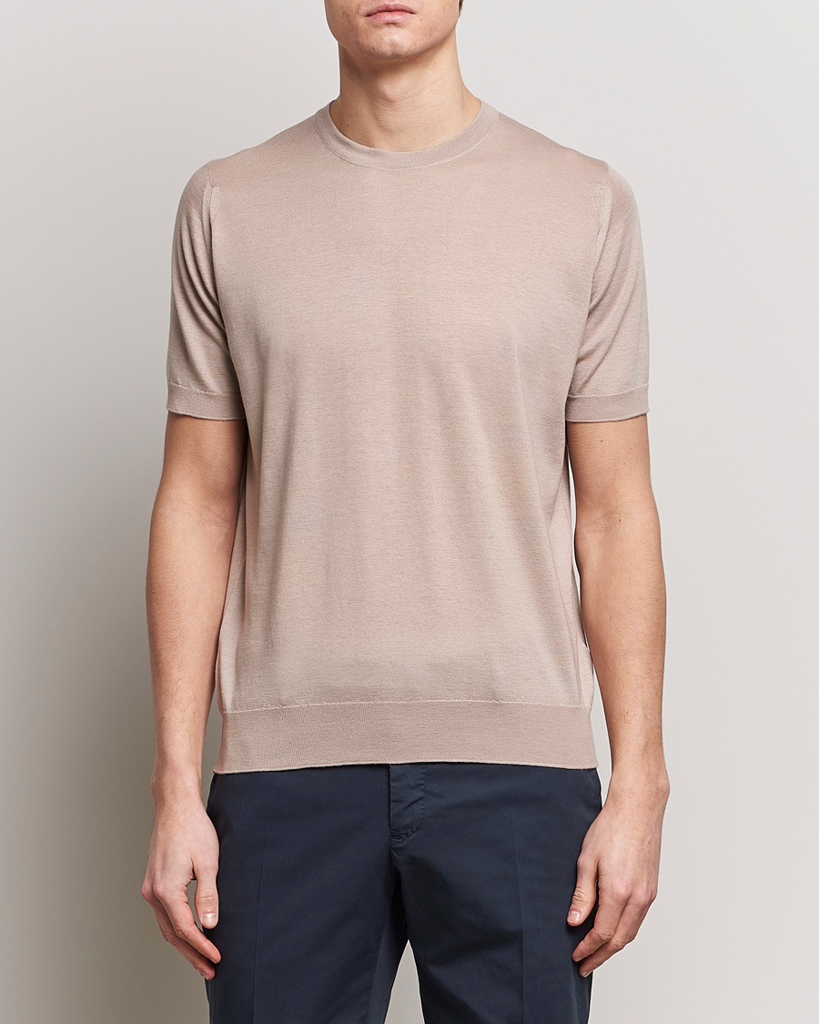 Heren | Best of British | John Smedley | Hilcote Wool/Sea Island Cotton T-Shirt Oat