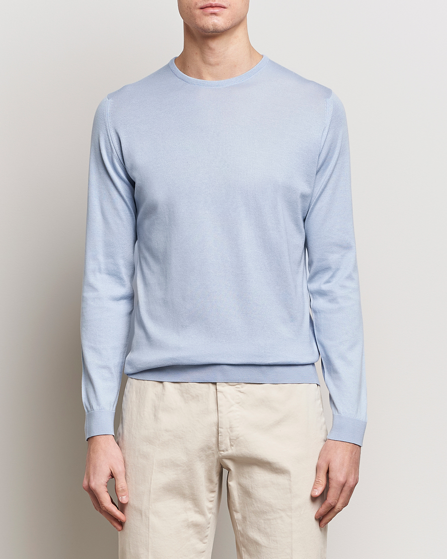 Heren | Best of British | John Smedley | Hatfield Sea Island Crew Neck Mirage Blue