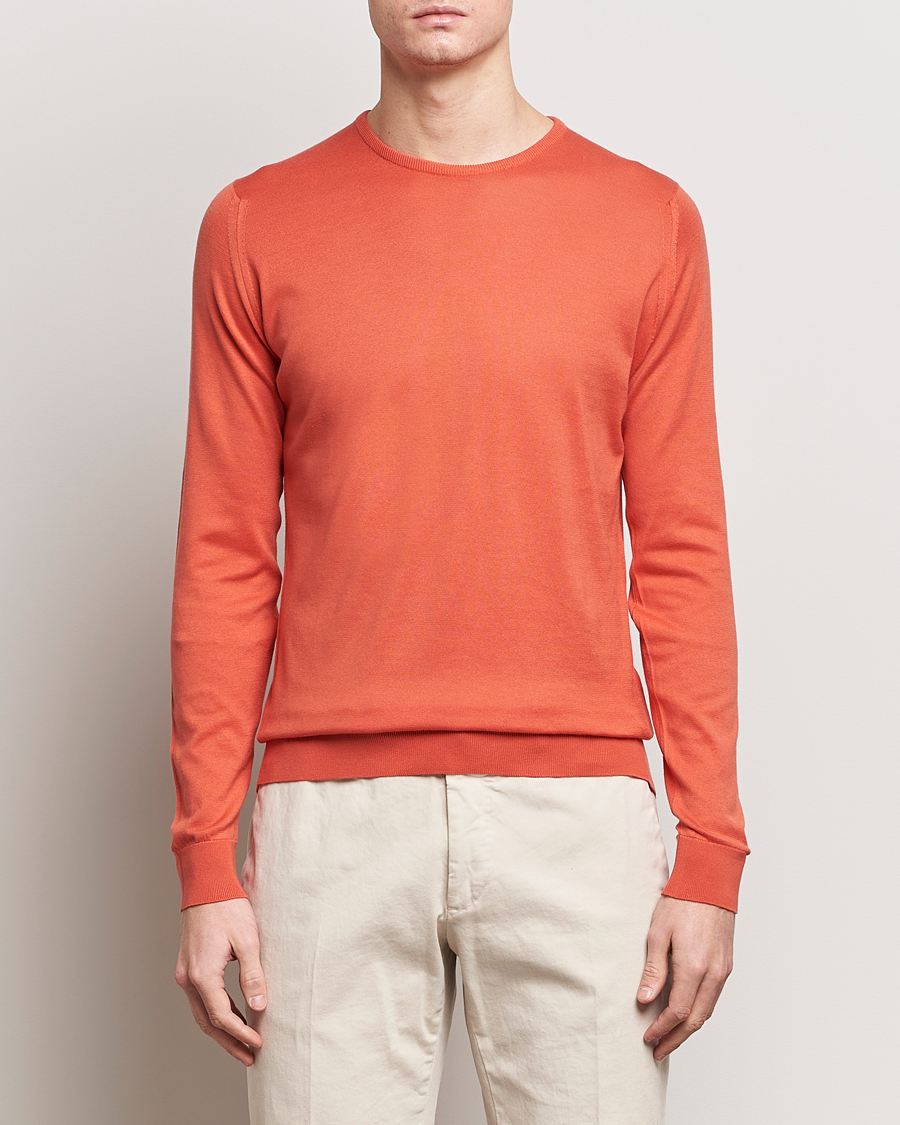 Men |  | John Smedley | Hatfield Sea Island Crew Neck Sundown Orange