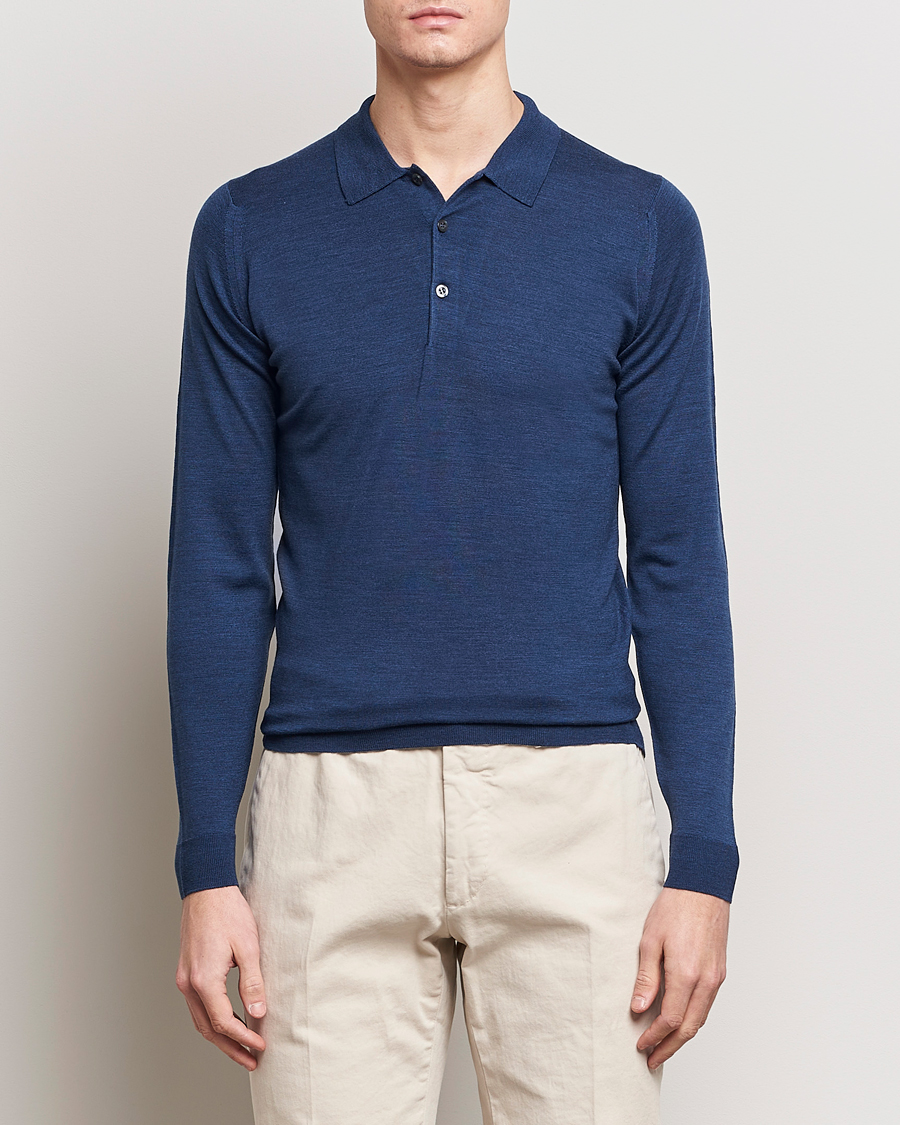 Heren | Afdelingen | John Smedley | Belper Extra Fine Merino Polo Pullover Indigo