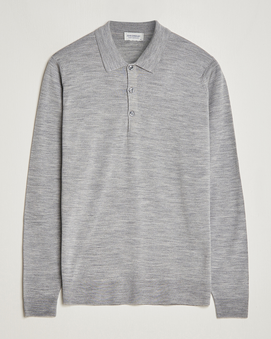 Heren | Truien | John Smedley | Belper Extra Fine Merino Polo Pullover Silver