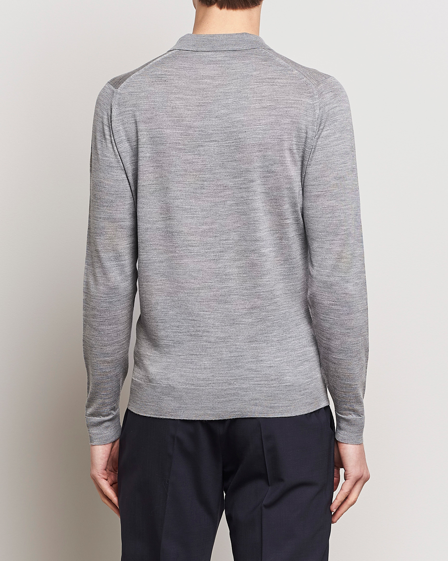 Heren | Truien | John Smedley | Belper Extra Fine Merino Polo Pullover Silver