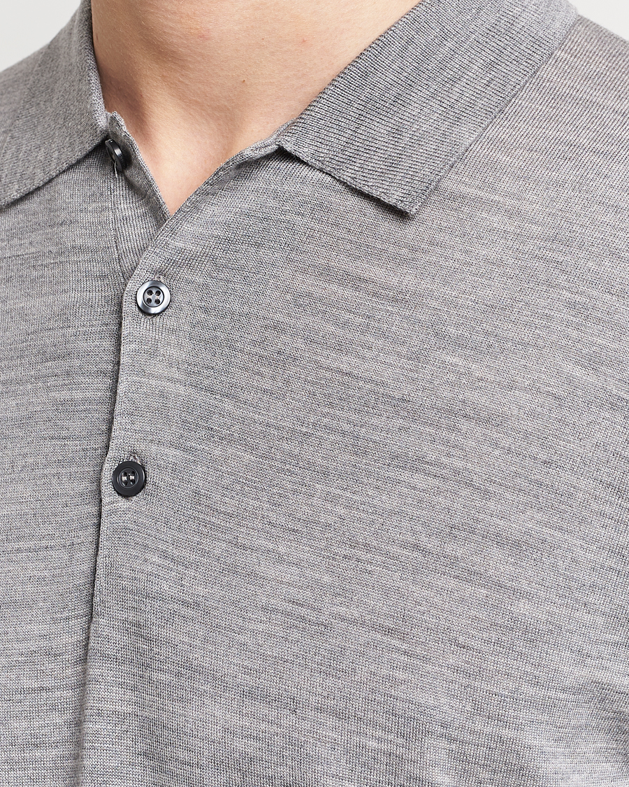 Heren | Truien | John Smedley | Belper Extra Fine Merino Polo Pullover Silver