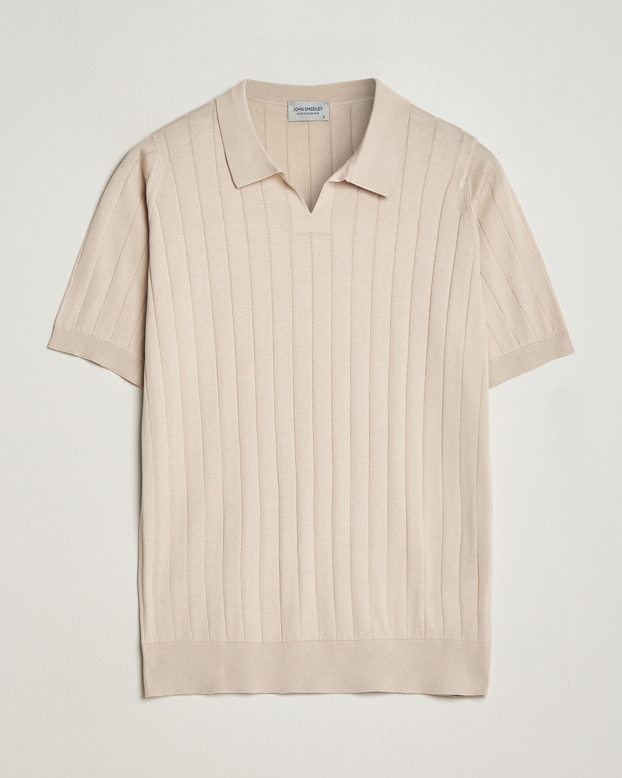 Heren | Polo's | John Smedley | Roper Open Collar Sea Island Polo Almond