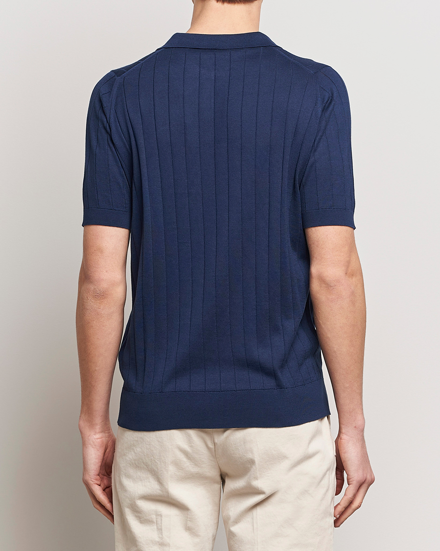 Heren | Polo's | John Smedley | Roper Open Collar Sea Island Polo French Navy