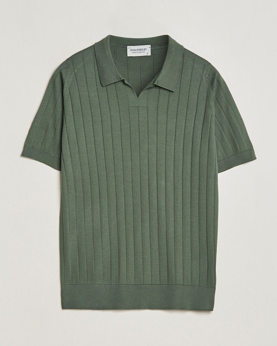 Heren | Polo's | John Smedley | Roper Open Collar Sea Island Polo Palm Green