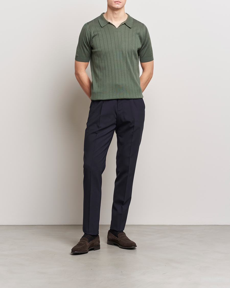 Heren | Polo's | John Smedley | Roper Open Collar Sea Island Polo Palm Green