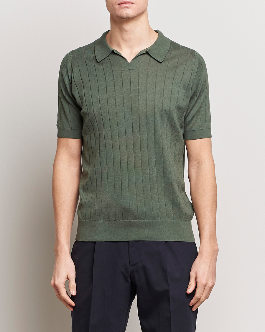 Heren | Afdelingen | John Smedley | Roper Open Collar Sea Island Polo Palm Green