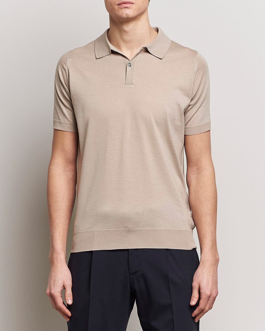 Heren | Poloshirts met korte mouwen | John Smedley | Leyburn Merino/Sea Island Cotton Polo Oat