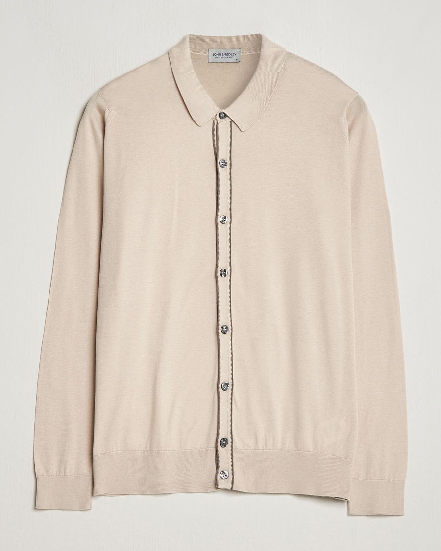 Heren | Truien | John Smedley | Shadow Tipped Sea Island Cotton Cardigan Almond