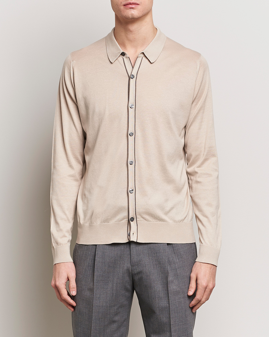 Heren | Kleding | John Smedley | Shadow Tipped Sea Island Cotton Cardigan Almond