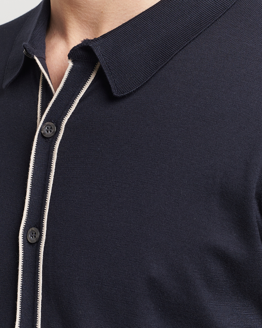 Heren | Truien | John Smedley | Shadow Tipped Sea Island Cotton Cardigan Navy