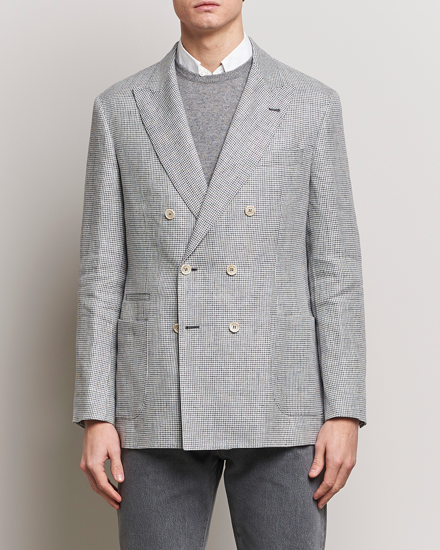 Heren | Formal Wear | Brunello Cucinelli | Double Breasted Houndstooth Blazer Light Grey