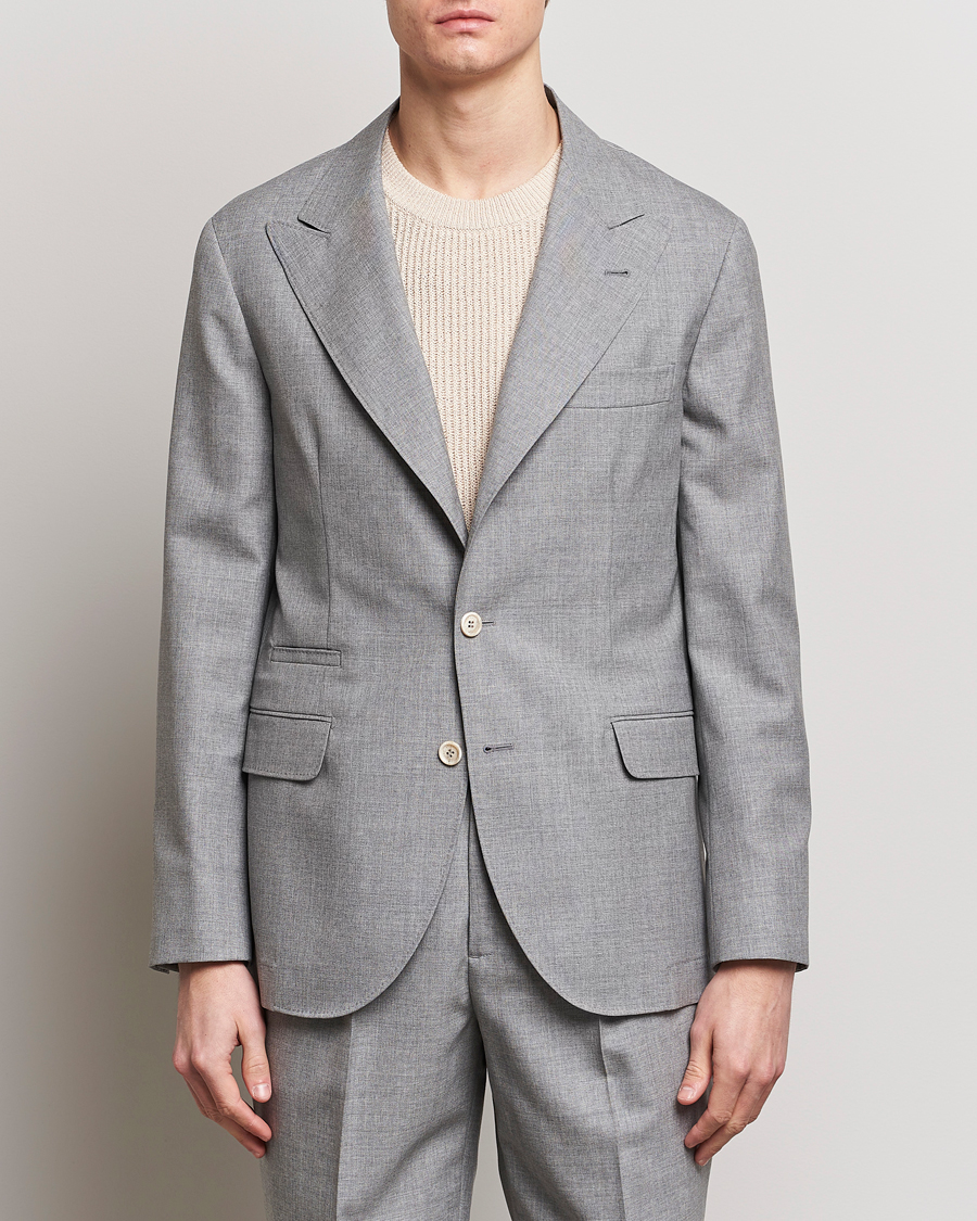 Heren | Afdelingen | Brunello Cucinelli | Peak Lapel Wool Blazer Light Grey