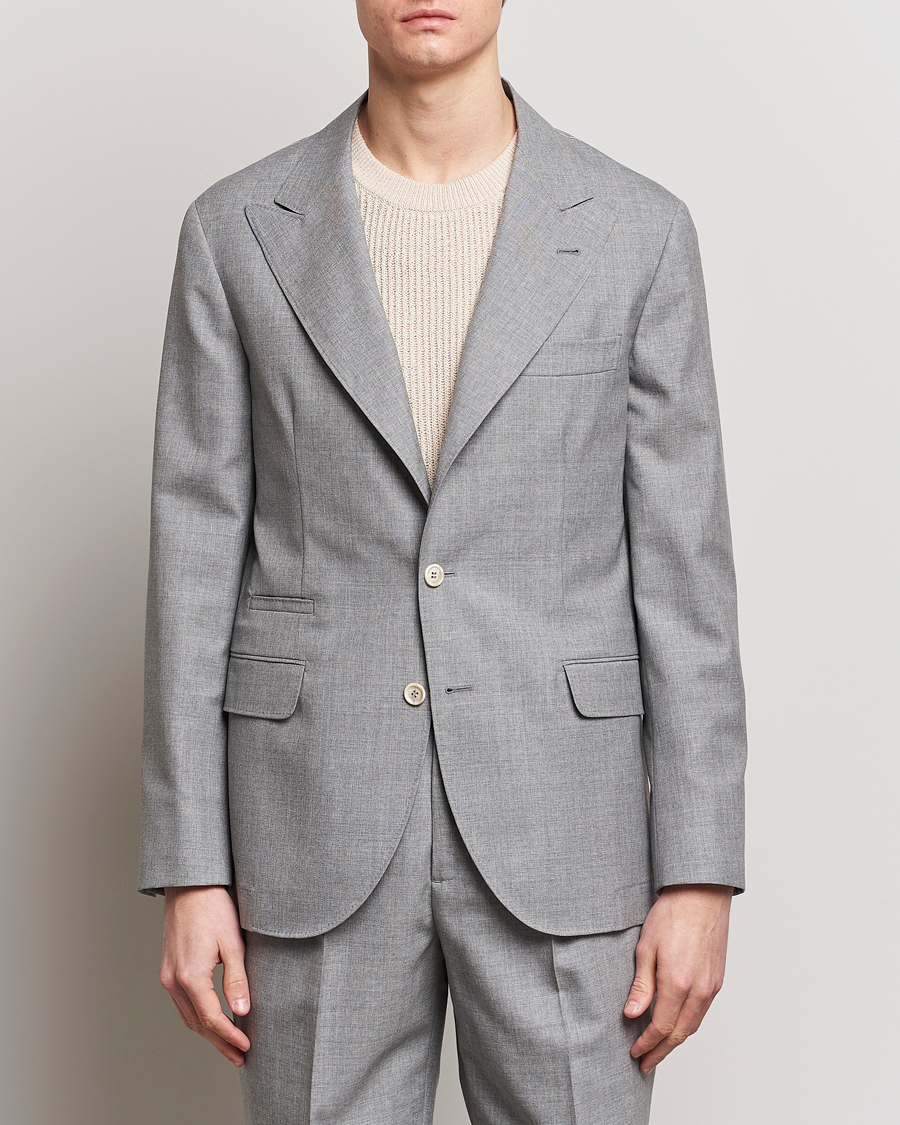 Heren | Brunello Cucinelli | Brunello Cucinelli | Peak Lapel Wool Blazer Light Grey