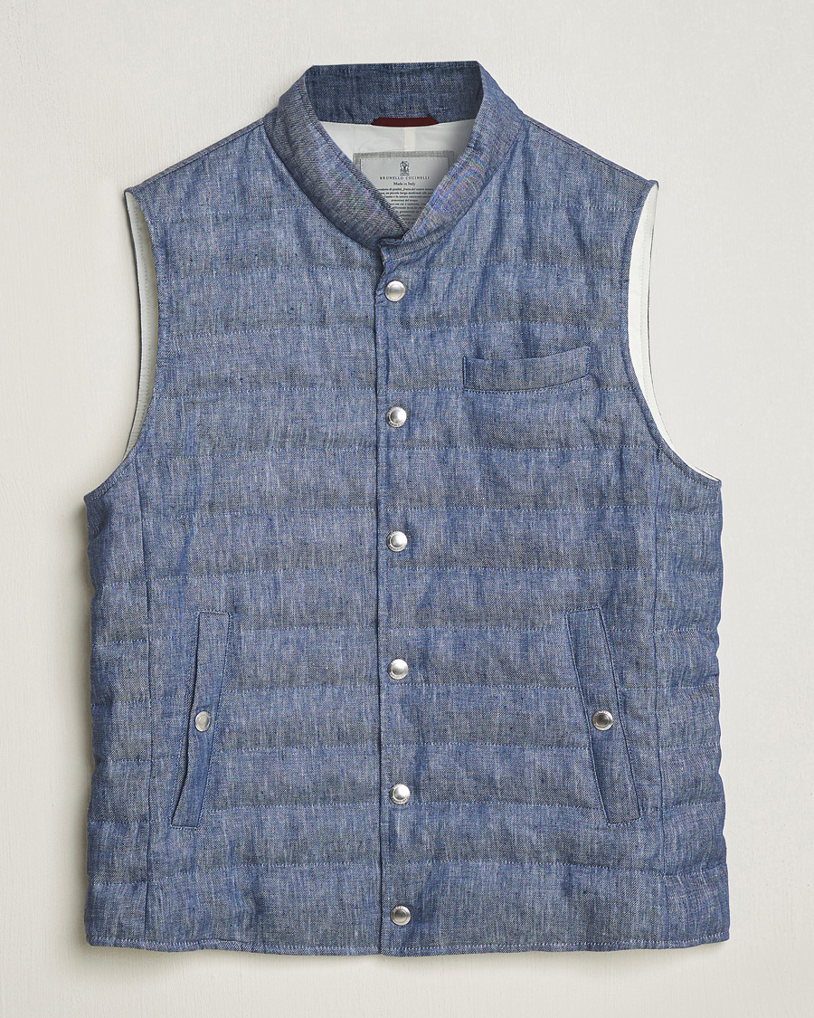 Heren | Jassen | Brunello Cucinelli | Linen Gilet Light Blue