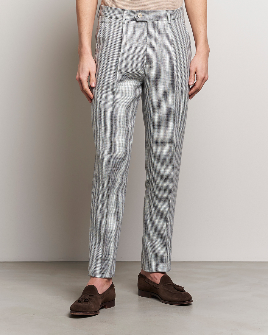 Heren | Brunello Cucinelli | Brunello Cucinelli | Pleated Houndstooth Trousers Light Grey